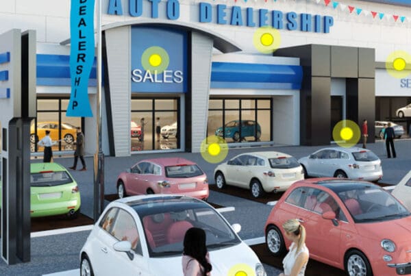 Clickable Coverage - Dealership Scene of People Checking Out Cars at a Dealership